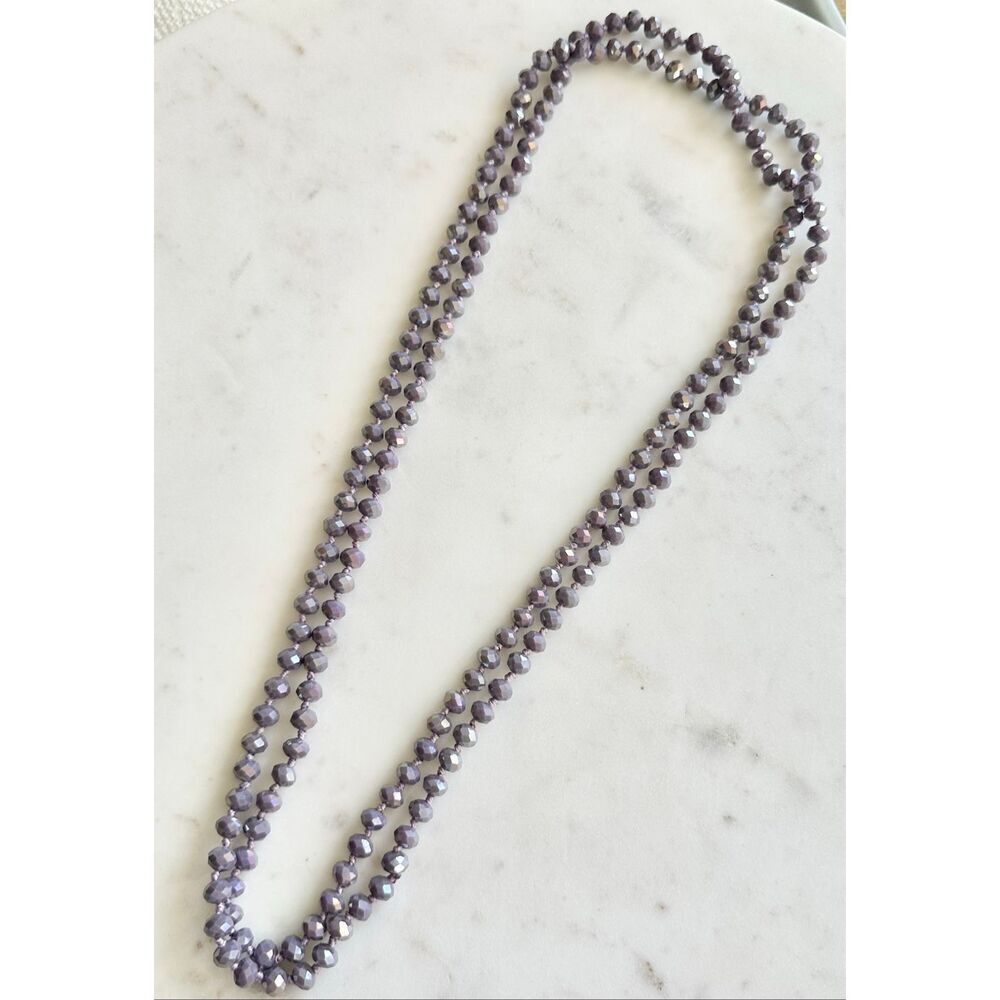 Light lavender purple sparkly beaded layered necklace